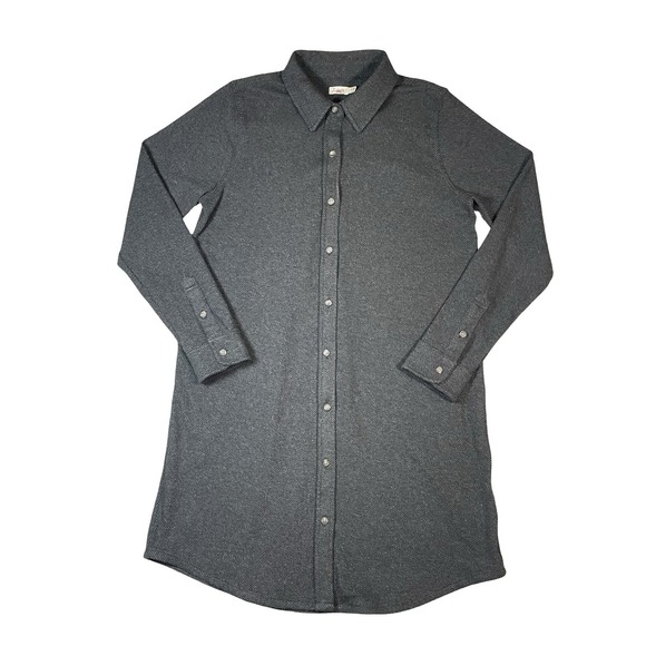 Faherty Dresses & Skirts - Faherty Shirt Dress Womens M Gray Legend Sweater Long Sleeve Button Front Knit